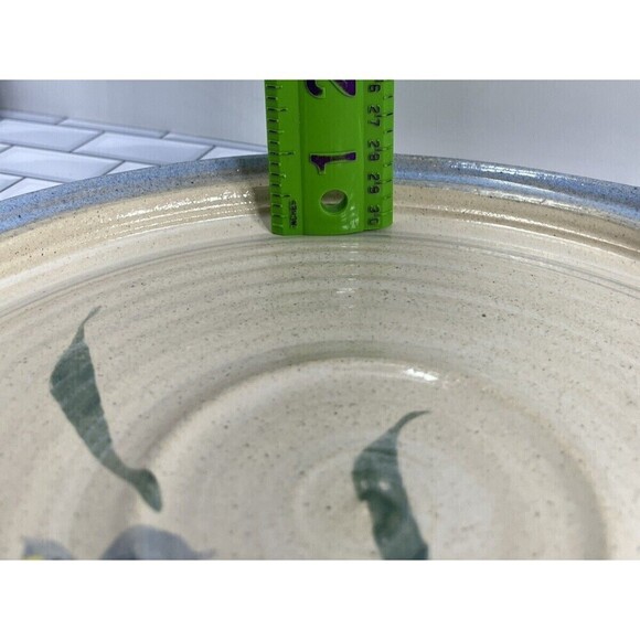 The Potters Gallery Pie Plate By Sue Taylor W/ Irises Modern Farmhouse - Picture 12 of 13